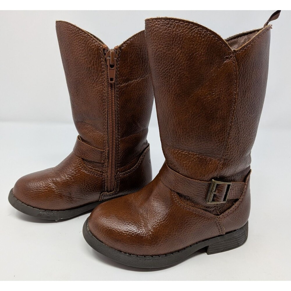 OshKosh B'gosh Lumi Toddler Girls Sz 6 Brown Riding Boots Cottagecore Preppy - Picture 2 of 7